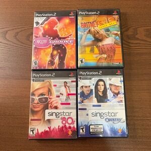 Sony PlayStation 2 Music Dance Game Lot 4 PS2 SingStar Britney EyeToy Good Condi